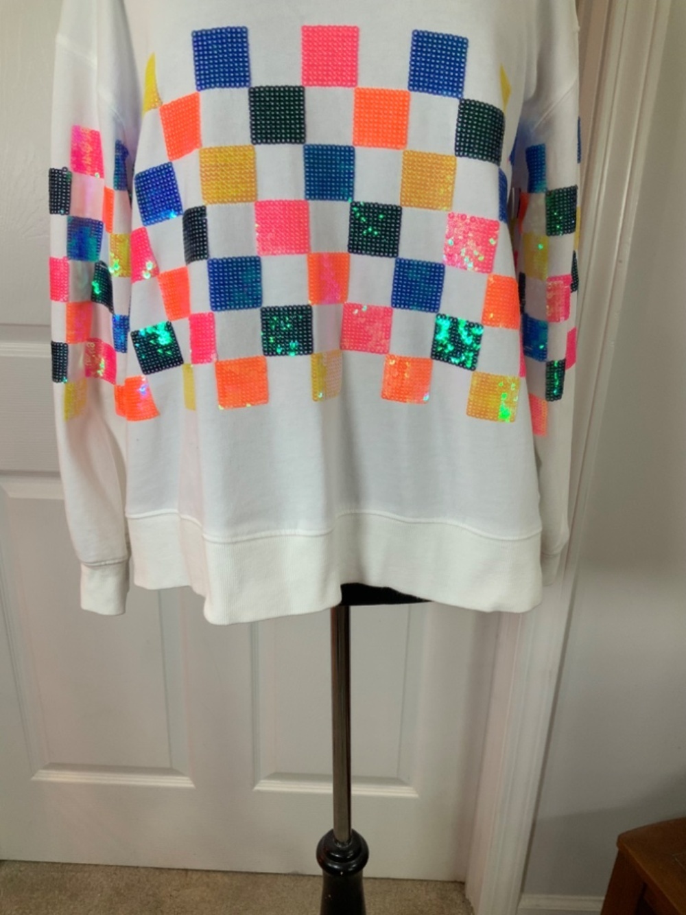 Fantastic Fawn Square Colorful Sequin Streetwear Party White Size Small - Picture 4 of 10